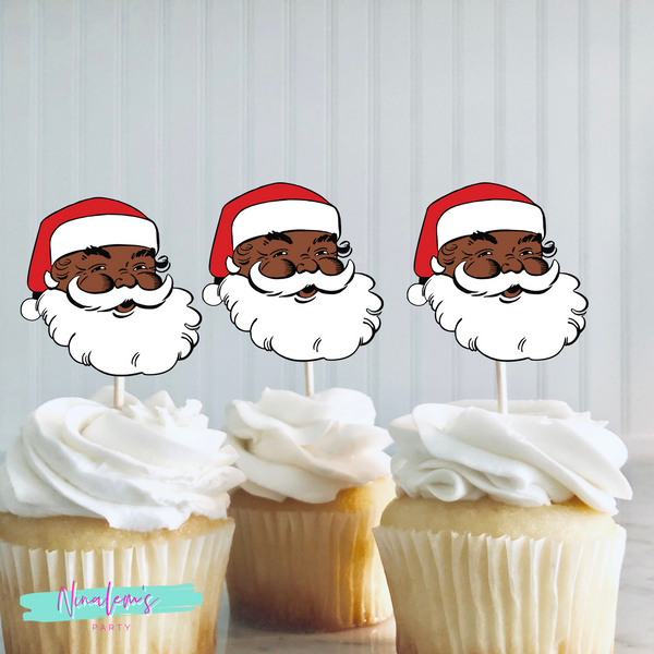 Black Santa Cupcake Toppers