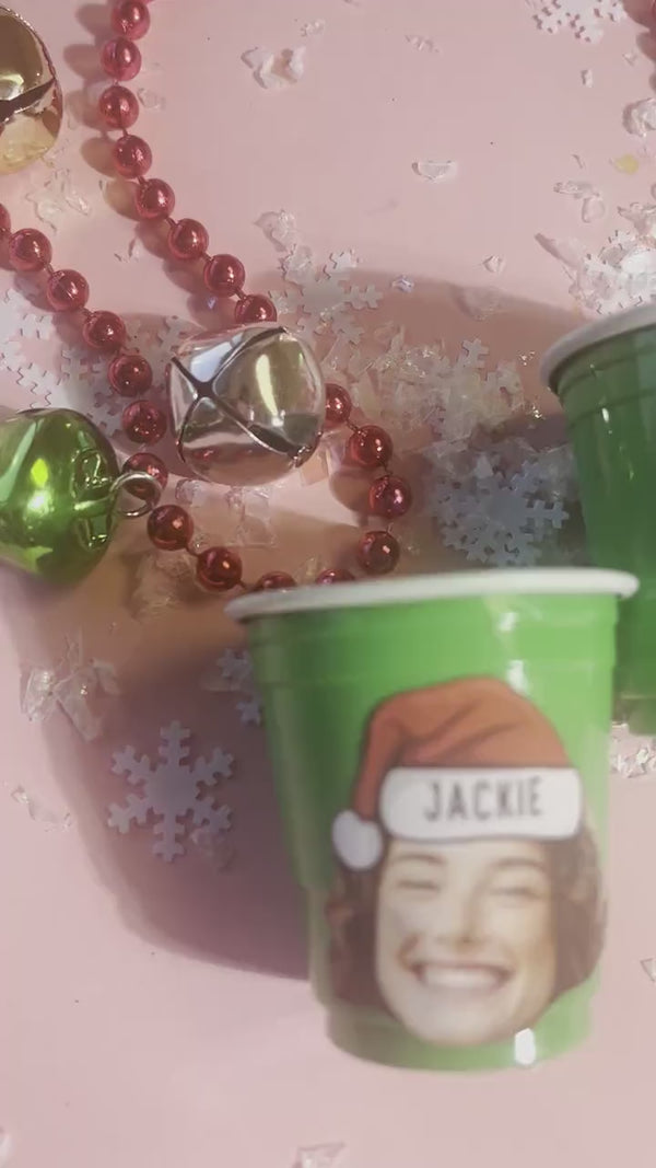 Christmas Party Favors, Custom Christmas Shot Cups, Santa Hat Face Cups