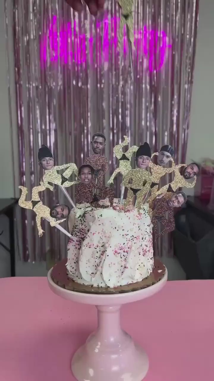 Bachelorette Party Decorations, Groom Face Stripper Cupcake Toppers