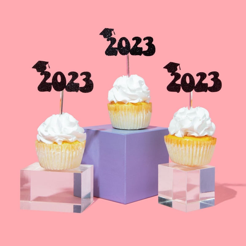 2023 Retro Graduation Cupcake Toppers