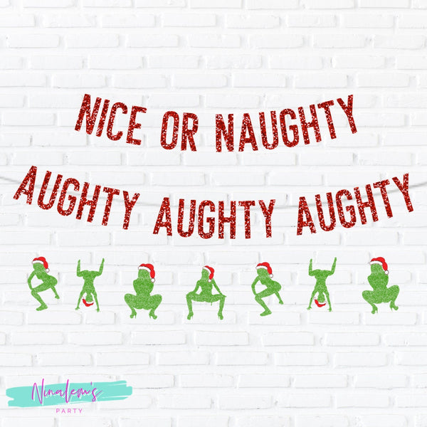 Nice or Naughty Banner, Funny Christmas Party Decorations, Christmas Banner, Birthday Party Decor, Bachelorette Party