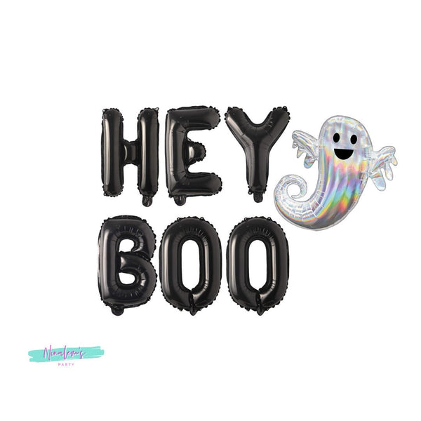 Hey Boo Halloween Banner, Halloween Decor, Halloween Balloons, Halloween Bachelorette Decorations, Halloween Party Decorations, Ghost Decor,