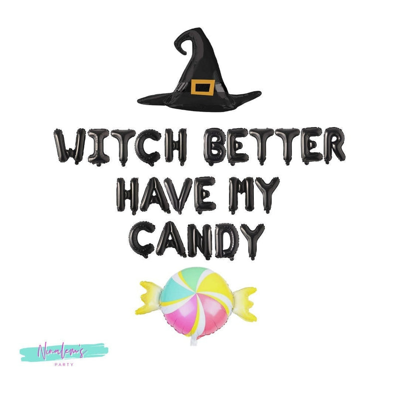 Halloween Party Decorations, Witch Better Have My Candy Balloon Banner, Witch Decorations, Halloween Bachelorette Party, Halloween Balloons