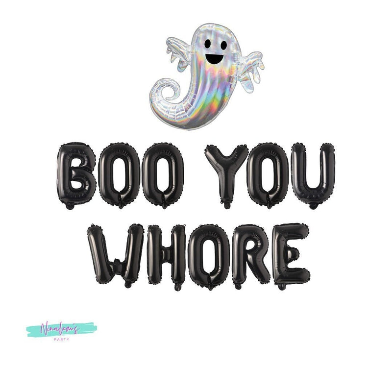 Halloween Party Decorations, Boo You Whore Balloon Banner, Halloween Decor, Halloween Balloons, Halloween Bachelorette Decorations,