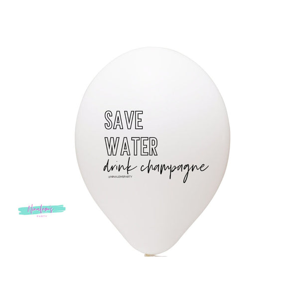 Save Water Drink Champagne Latex Balloons, 21st Birthday Party Decorations, Brunch Decorations, New Years Eve Decorations, 25th, 30th, 40th