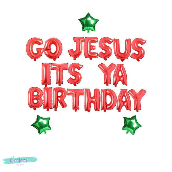 Christmas Party Decorations, Go Jesus Its Ya Birthday Balloon Banner, Christmas Banner, Christmas Sign, Christmas Balloons, Christmas Decor