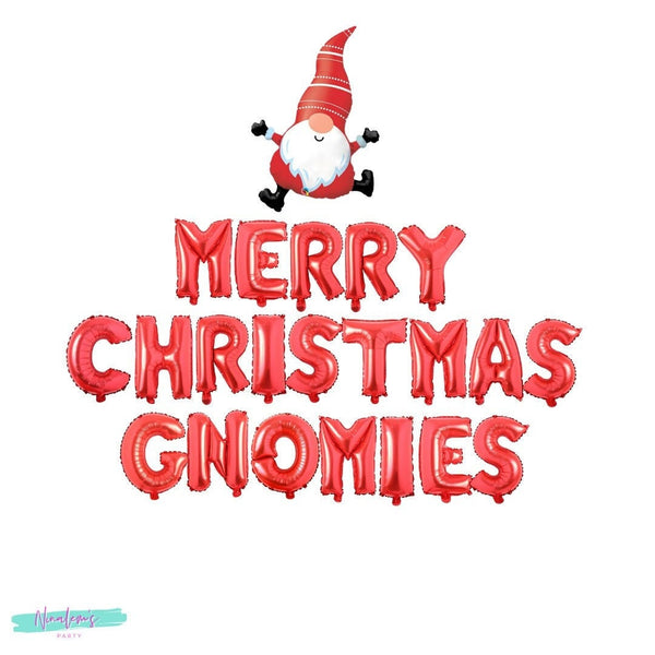 Christmas Decorations, Merry Christmas Gnomies Balloon Banner, Christmas Gnome, Christmas Party Decor, Holiday Party Decor, Gnome Balloon
