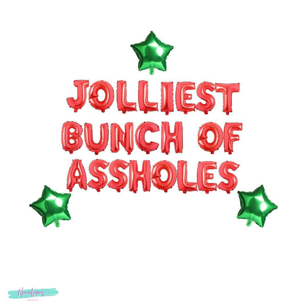 Christmas Party Decorations, Jolliest Bunch of Assholes Balloon Banner, Christmas Banner, Christmas Balloons, Christmas Decor,