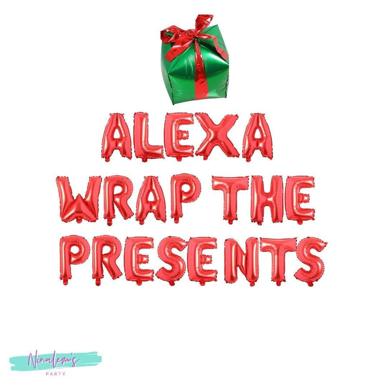 Christmas Decorations, Alexa Wrap The Presents Balloon Banner, Christmas Party Decor, Gift Wrapping Party Decor, Christmas Balloons,