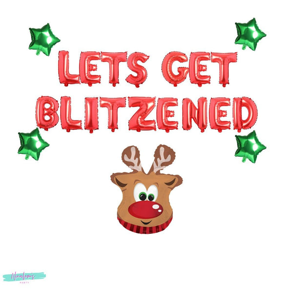 Christmas Party Decorations, Let's Get Blitzened Balloon Banner, Christmas Balloons, Reindeer Decorations, Holiday Party Decorations,