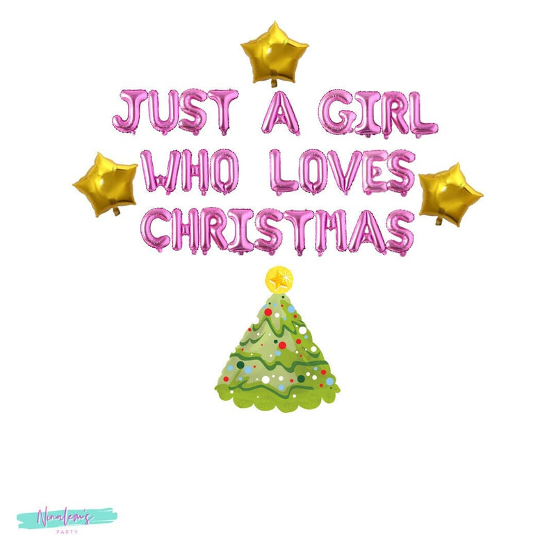 Christmas Party Decorations, Just a Girl Who Loves Christmas Balloon Banner, Christmas Balloons, Girl Christmas Decor,Holiday Party Decor