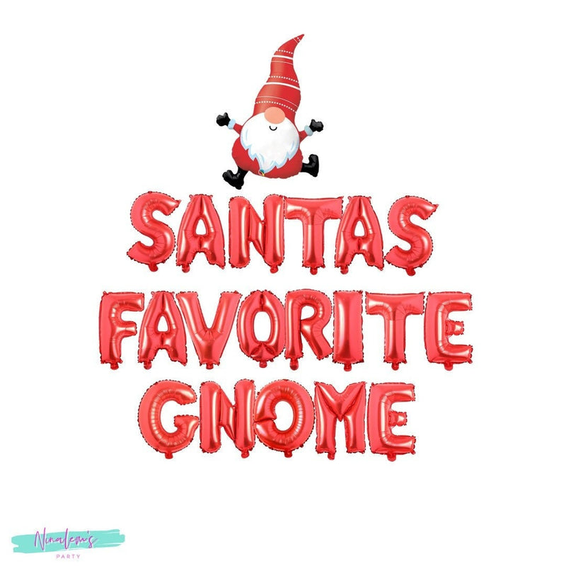 Christmas Decorations, Santas Favorite Gnome Balloon Banner, Christmas Gnome, Christmas Party Decor, Holiday Party Decor, Gnome Balloon
