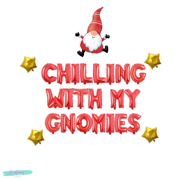 Christmas Decorations, Chilling With My Gnomies Balloon Banner, Christmas Gnome, Christmas Party Decor, Holiday Party Decor, Gnome Balloon