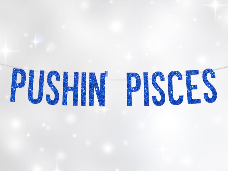 21st Birthday Decorations, Pushin Pisces Banner, Birthday Banner