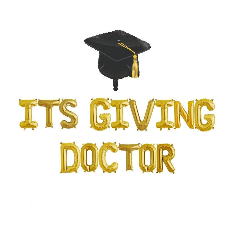 Medical School Graduation Banner, Its Giving Doctor Balloon Banner, MD Graduation Sign