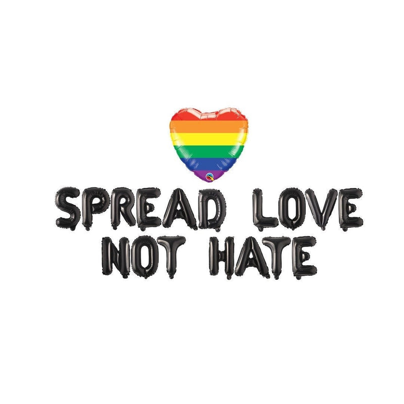Pride Banner Sign, Spread Love Not Hate Balloon Banner, Gay Parade Pride Month Balloon Banner
