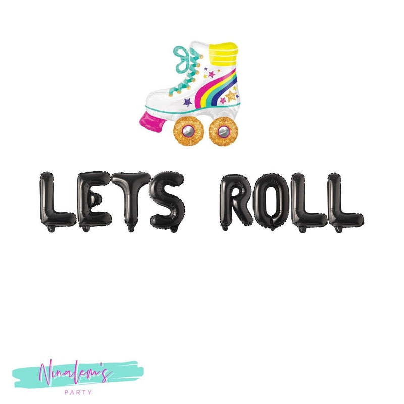 Roller Skate Party Decorations, Lets Roll Balloon Banner, Skate Party Balloons