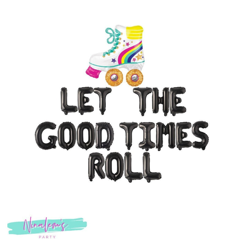 Roller Skate Party Decorations, Let The Good Times Roll Balloon Banner, Skate Party Balloons