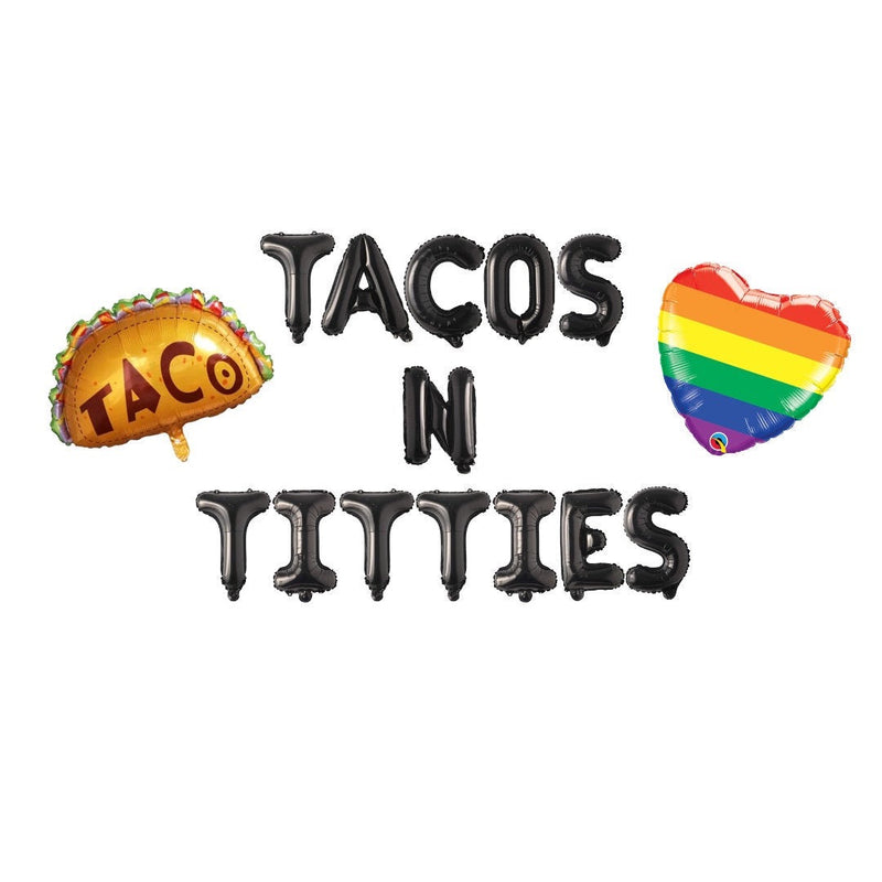 Pride Banner Sign, Tacos And Titties Balloon Banner, Gay Parade Pride Month Balloon Banner