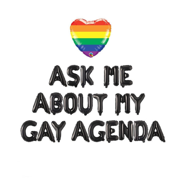 Pride Banner Sign, Ask Me About My Gay Agenda Balloon Banner, Gay Parade Pride Month Balloon Banner