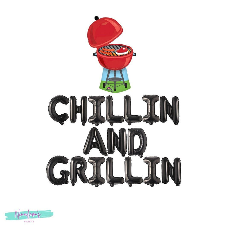 BBQ Party Decorations, Chillin And Grillin Balloon Banner, Barbecue Party Decorations