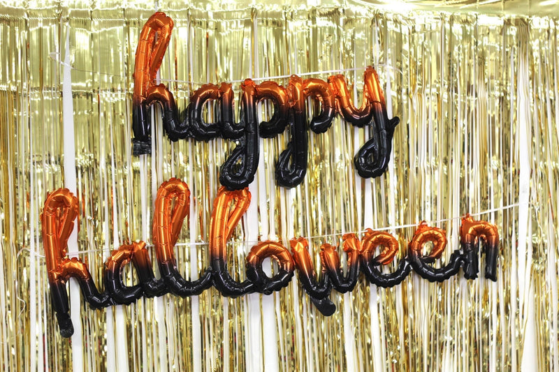 Halloween Decor, Halloween Decorations, Happy Halloween Script Cursive Balloon Banner, Ombre Halloween Balloon Banner, Halloween Party Decor