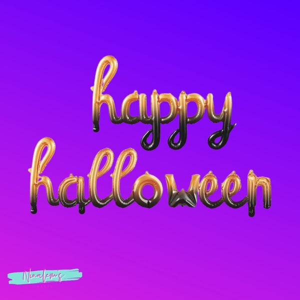 Halloween Decor, Halloween Decorations, Happy Halloween Script Cursive Balloon Banner, Ombre Halloween Balloon Banner, Halloween Party Decor