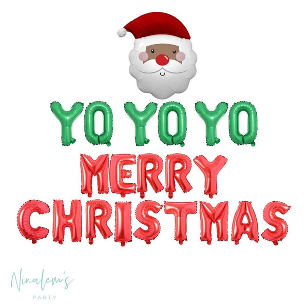 Christmas Decorations, Yo Yo Yo Merry Christmas Balloon Banner, Christmas Decor