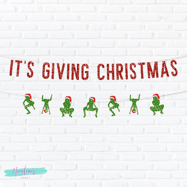 Christmas Decorations,Its Giving Christmas Banner, Funny Christmas Party Decorations