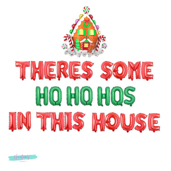 Friendsmas Decorations, There's some Hos In This House Balloon Banner, Christmas Decor