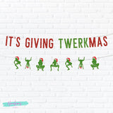 Friendsmas Decorations,Its Giving Twerkmas Banner, Funny Christmas Party Decorations