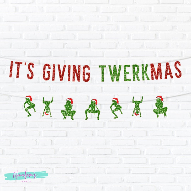 Friendsmas Decorations,Its Giving Twerkmas Banner, Funny Christmas Party Decorations