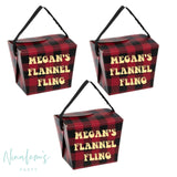 Flannel Fling Bachelorette Party Personalized Favor Boxes, Custom Bach Party Favor Boxes with name, Flannel Fling Plaid Favor Box