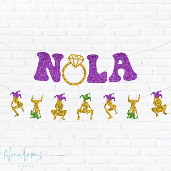 NOLA Bachelorette Party Banner, Mardi Gras Theme Bachelorette Banner, New Orleans Bachelorette Party