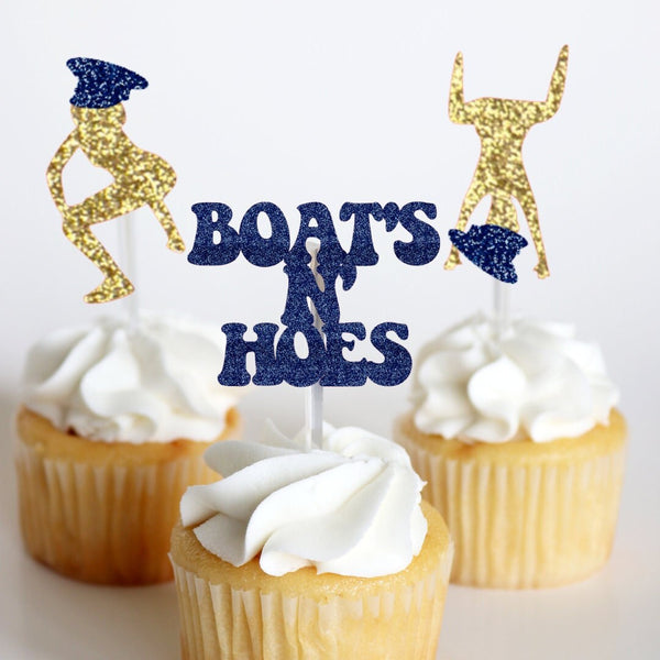 Bachelorette Party Decorations, Boats and Hoes Cupcake Toppers, Beach Bachelorette Party Decorations, Nautical Bachelorette, Nauti Bach,