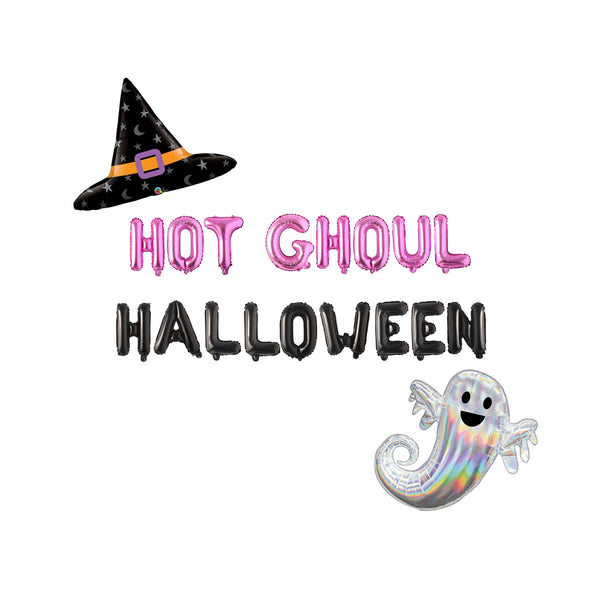 Halloween Decorations, Hot Ghoul Halloween Balloon Banner, Halloween Party Balloon Banner, Pink Halloween Ghost Decorations,