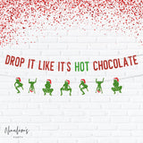Christmas Decorations, Drop It Like Its Hot Chocolate Bar Sign, Hot Chocolate Bar Decor, Funny Christmas, Friendsmas Sign, Friendsmas Phrase