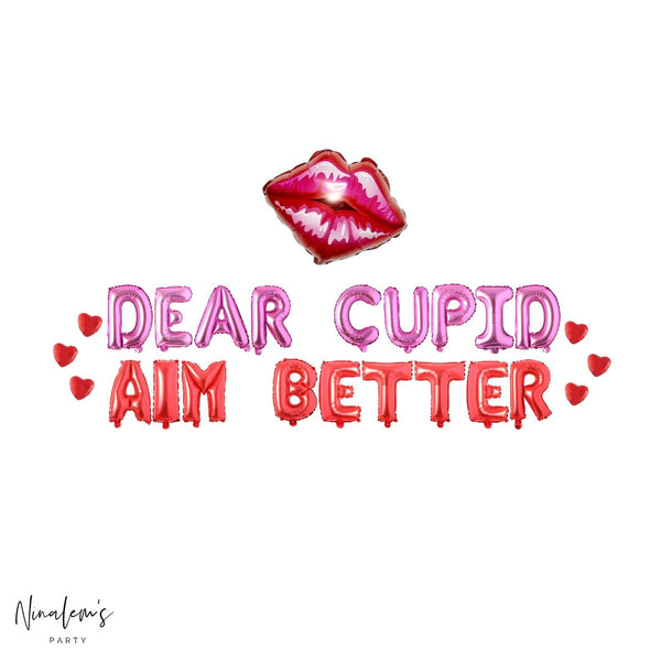 Valentine's Day Decorations, Dear Cupid Aim Better Balloon Banner, Valentines Day Decorations, Valentines Day Balloons, Anti Valentines Day