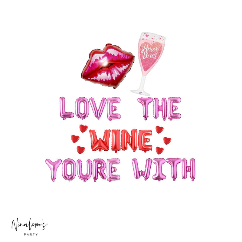 Valentine's Day Decorations, Love The Wine You're With Balloon Banner, Valentines Day Decorations, Valentines Day Balloons, Anti VDay