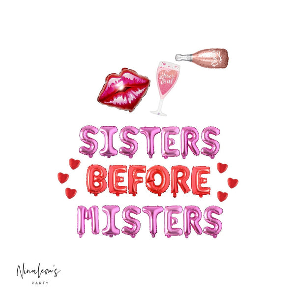 Valentine's Day Decorations, Sisters Before Misters Balloon Banner, Valentines Day Decorations, Valentines Day Balloons, Anti Valentines Day