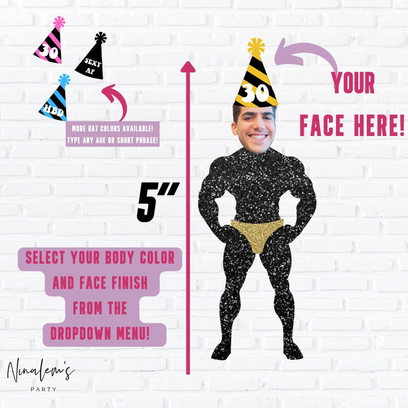 Birthday Party Decorations, Birthday Male Stripper Face Banner, Custom Birthday Photo Face Banner, Personalized Birthday Banner Any Age,