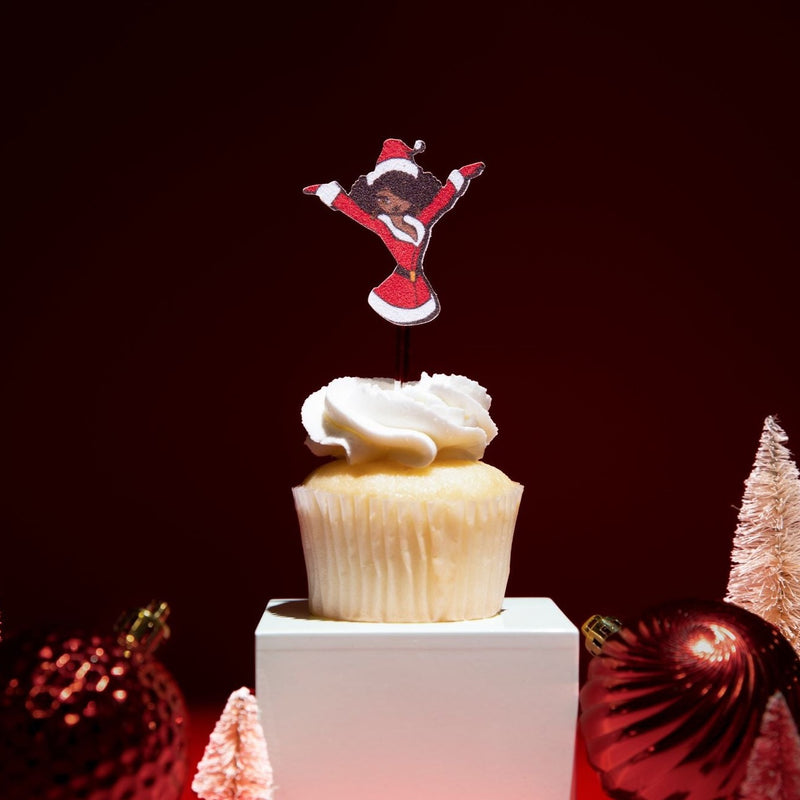 Black Mrs Claus Cupcake Toppers (Full Body)