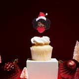 Black Mrs Claus Cupcake Toppers (Face Only)